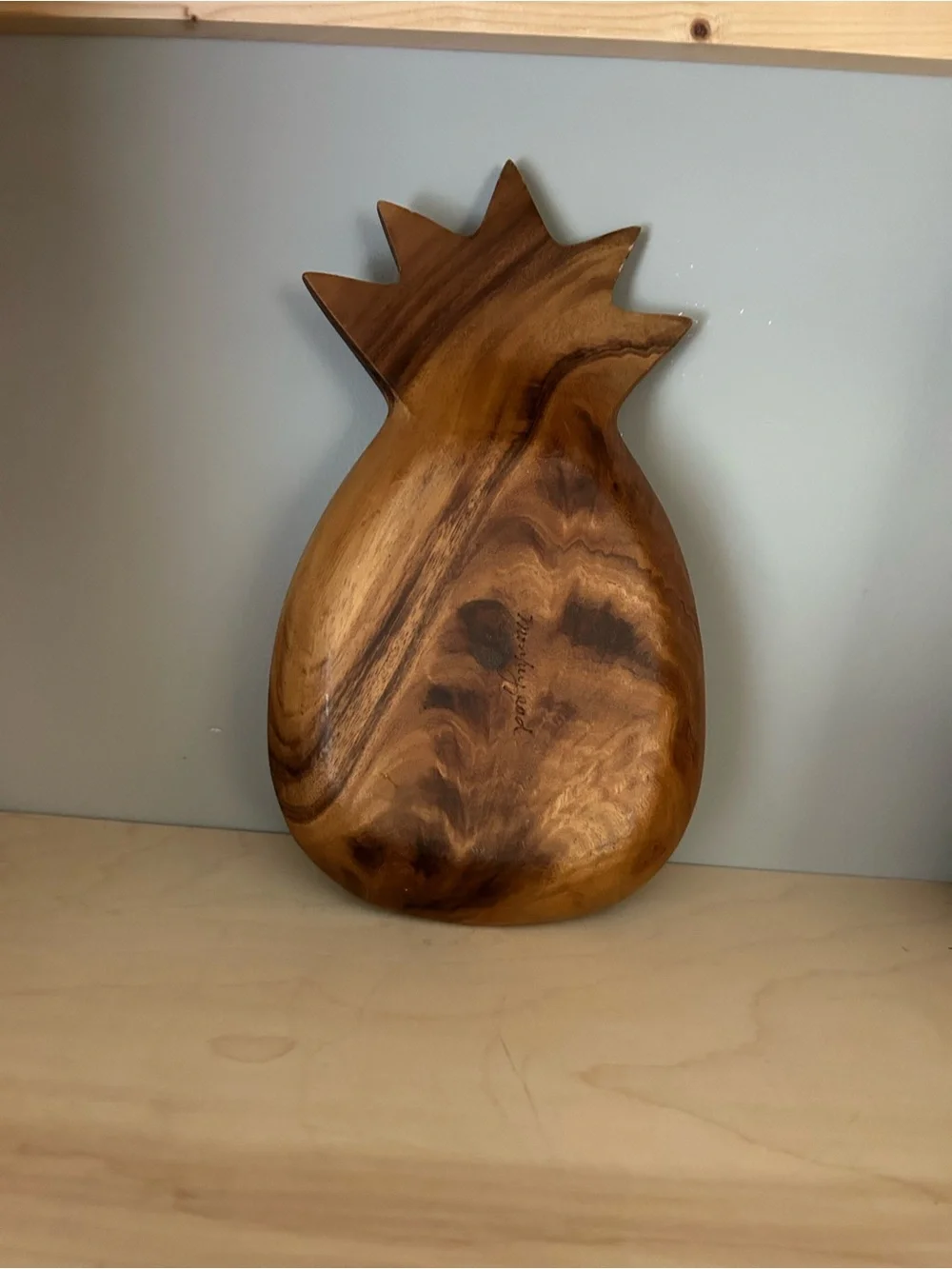 Pineapple-Shaped Wooden Serving Tray - Brown